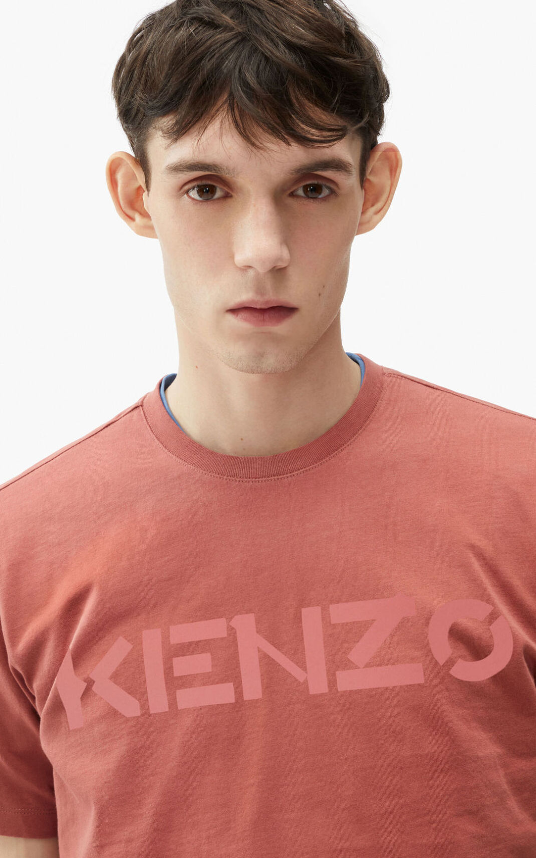 Kenzo Logo T Shirt Dark Rose For Mens 3480XFSOA